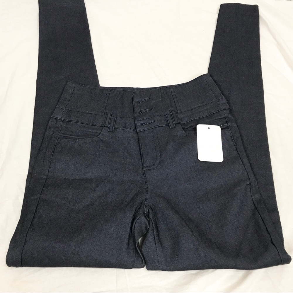 High Waist Denim Skinny Leg Pants - Picture 1 of 3